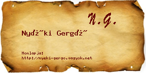 Nyéki Gergő névjegykártya